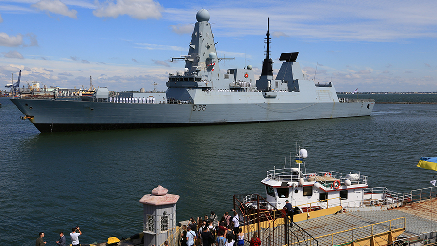 Russian military ship 'fires warning shots' at UK Royal Navy destroyer in the Black Sea